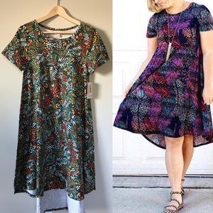Lularoe Carly Floral Tee Shirt Swing Dress XS